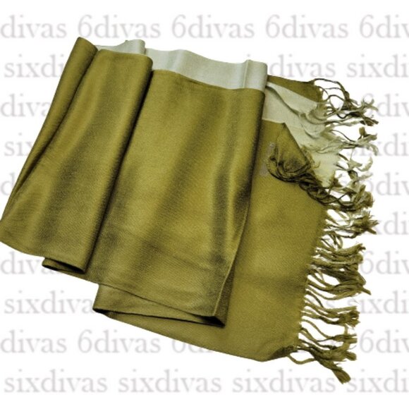NEW Olive Green Graduating Color Scarf Viscose Shawl - Picture 1 of 7